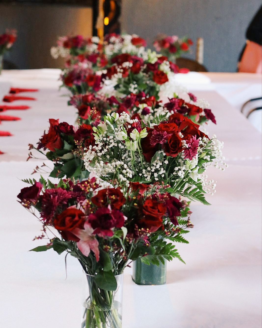 Office desk centerpiece in a concrete vase