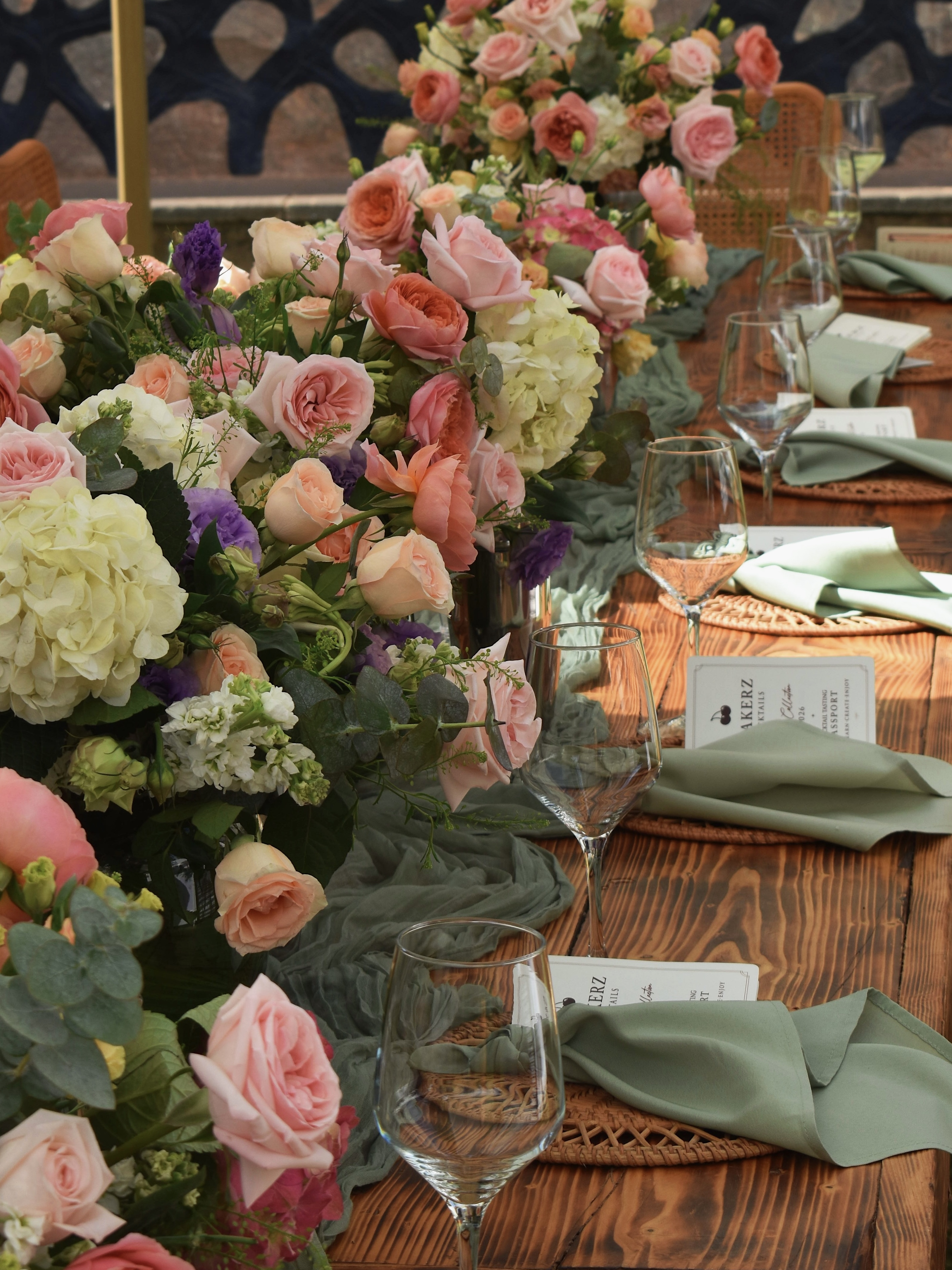 Low-line boardroom arrangement with orchids